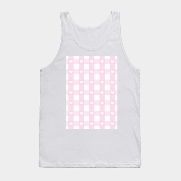 light pink gingham, romantic, gingham hearts, valentines day y2k, girly pink aesthetic Tank Top by blomastudios